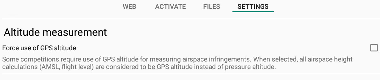 Force GPS altitude for Airspace