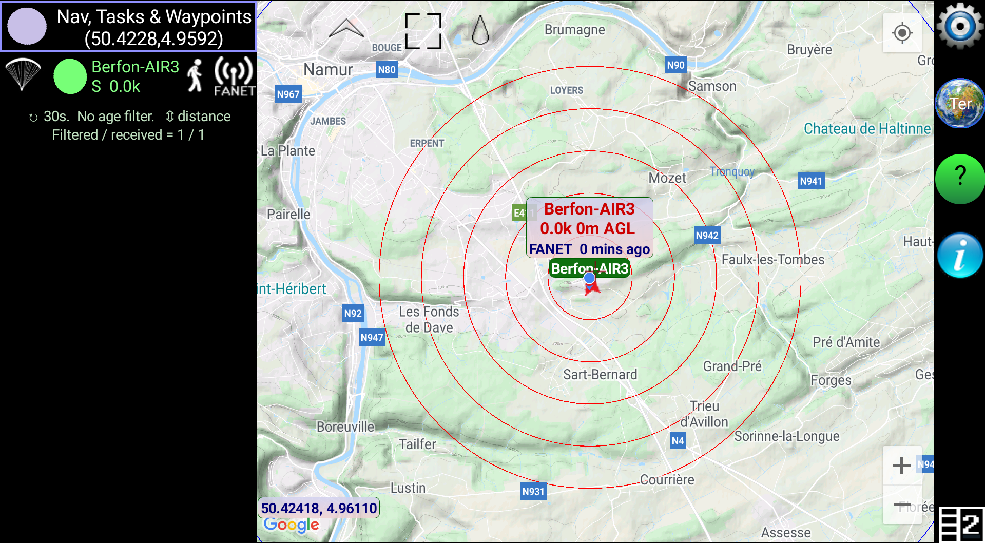 XC Guide detecting Fanet aircraft