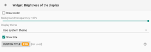 Brightness widget config