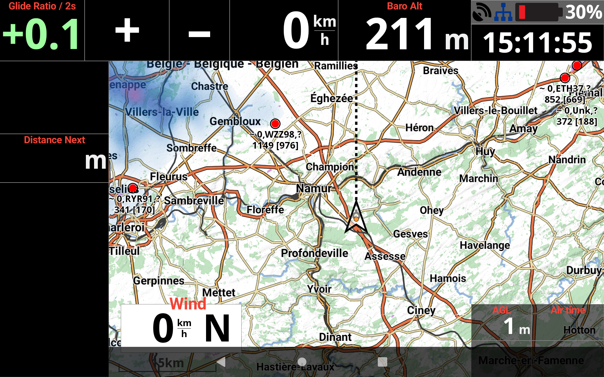 XCTrack ADSB traffic