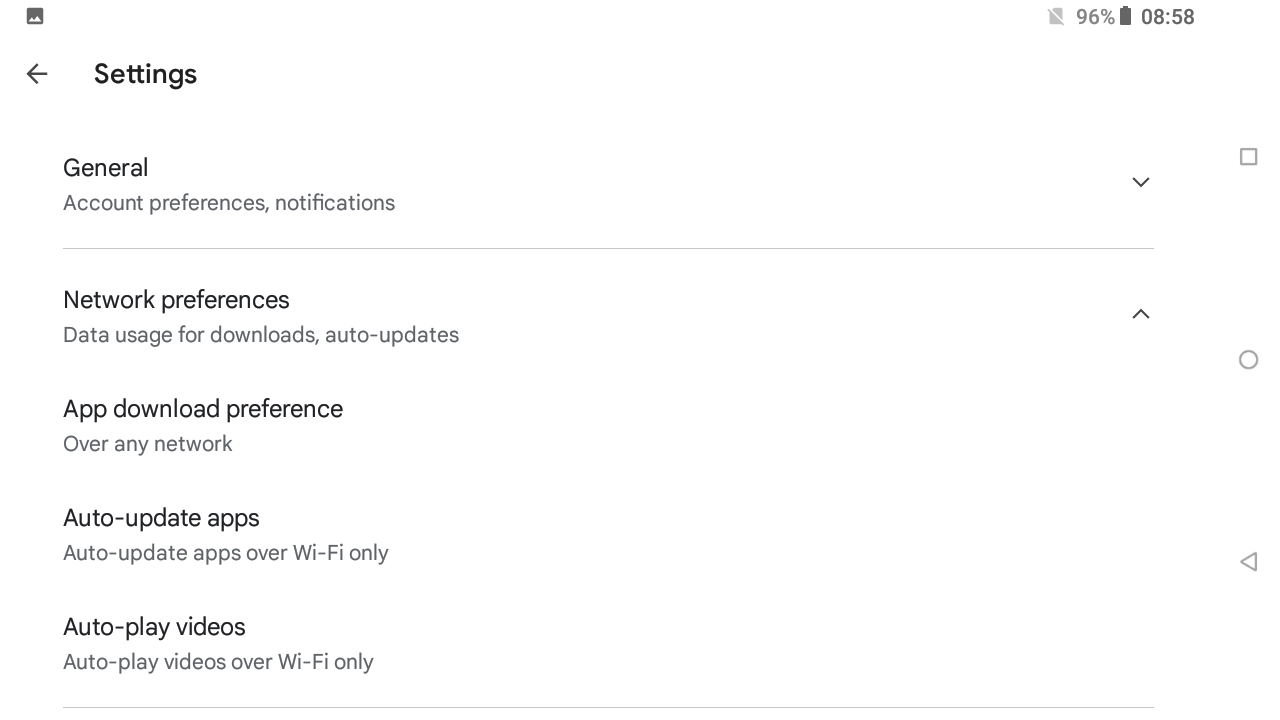 Manage your google account – settings-network preferences-auto update