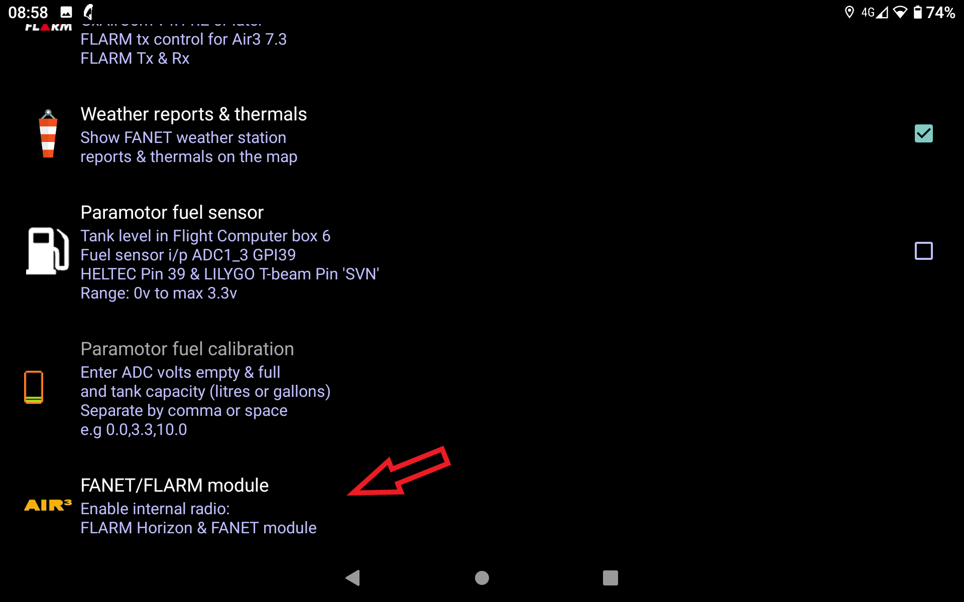Fanet and flarm AIR3 options